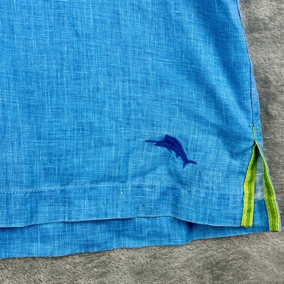 Tommy Bahama Sea Glass Camp Shirt 100% Linen Mens XXL Blue Short Sleeve - Picture 7 of 12